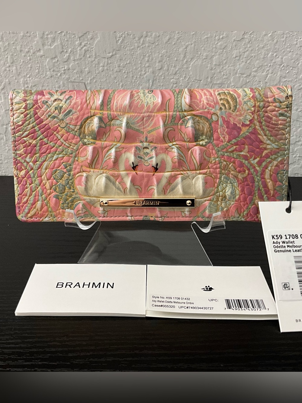 Brahmin Ady ODETTE MELBOURNE OMBRÉ Slim Wallet W/Swans NWT